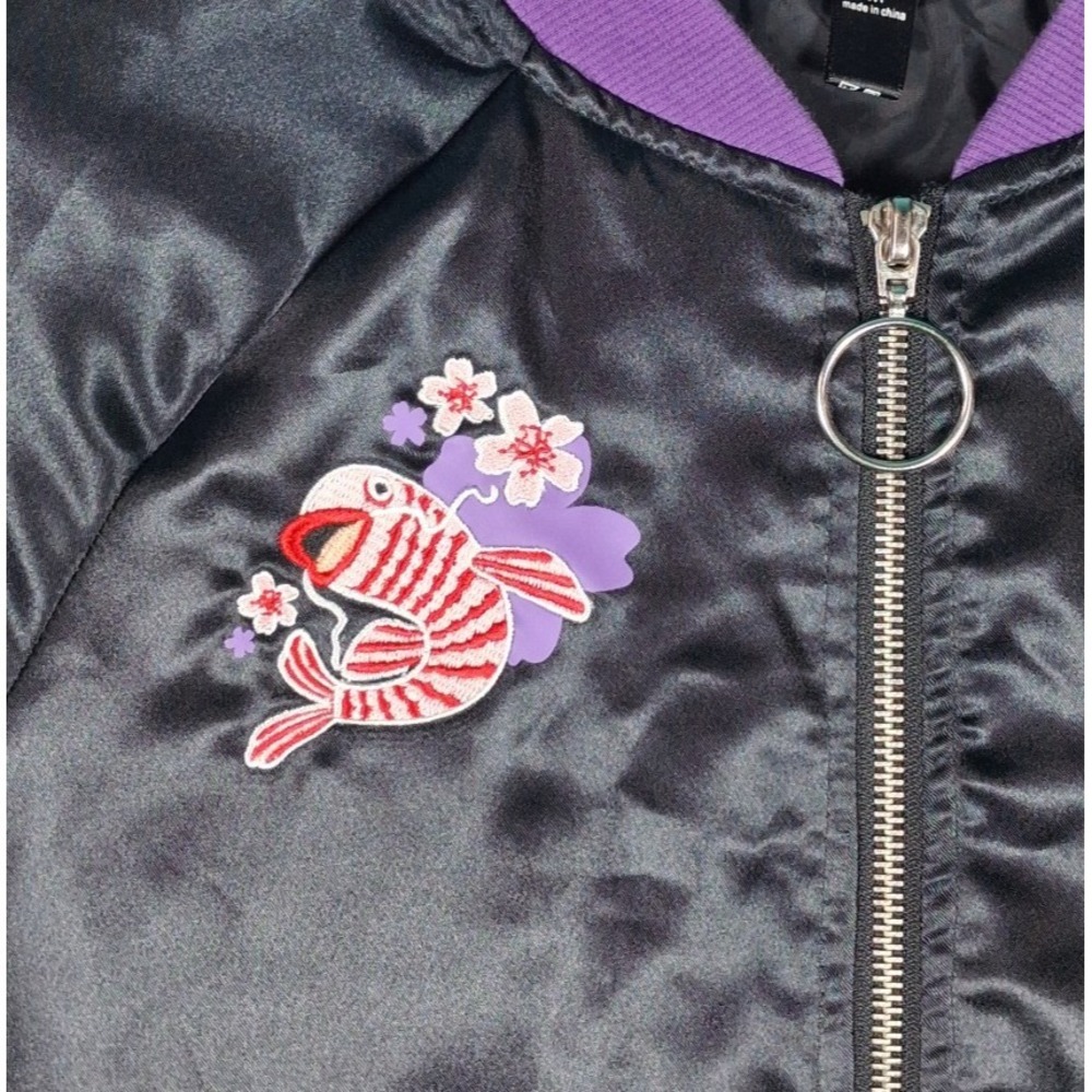Paul Frank Kawaii Bomber Jacket Girls Medium Satin Purple Harajuku - Picture 11 of 15